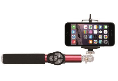 Селфи-монопод Hoox Selfie Stick 810 Series Red с пристяжным пультом Bluetooth  Длина 90 см • Подключение с помощью пристяжного пульта Bluetooth • Максимальная нагрузка 1 кг