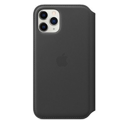 Кожаный чехол Apple Leather Folio Black (Черный) для iPhone 11 Pro  Оригинальный аксессуар • Премиальное качество • Кожа европейского производства • Чехол-бумажник • Алюминиевые накладки на кнопки