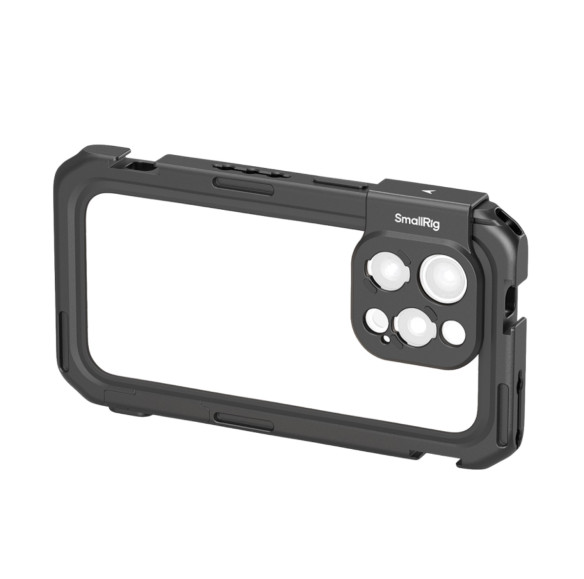 Клетка SmallRig 5008 Basic Edition для iPhone 16 Pro  Устройство: iPhone 16 Pro • Крепление "мама" ARRI 1/4", Cold Shoe, Quick Release SmallRig • Крепление для мобильной оптики T-mount (байонет для объектива)