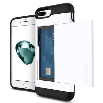 Чехол с визитницей Spigen для iPhone 8/7 Plus Slim Armor CS Jet White 043CS21044  Необычный чехол с отсеком для денег, банковских карт или визиток!