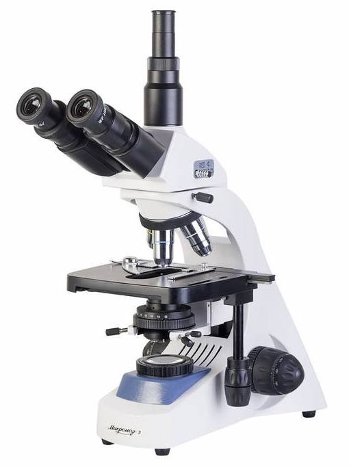 Микроскоп биологический Микромед 3 (вар. 3-20)  Оптика более высокого уровня • Объективы-планахроматы • Осветитель с галогенной лампой • Эргономичный штатив