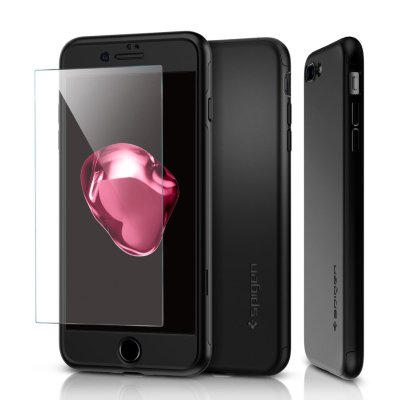 Клип-кейс Spigen для iPhone 8/7 Plus Thin Fit 360 Black 043CS21101  Супер-тонкий чехол с защитным стеклом в комплекте