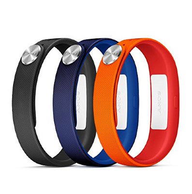Комплект из 3х ремешков для фитнес-браслета Sony SmartBand SWR10 - Orange, Blue, Black (размер L)