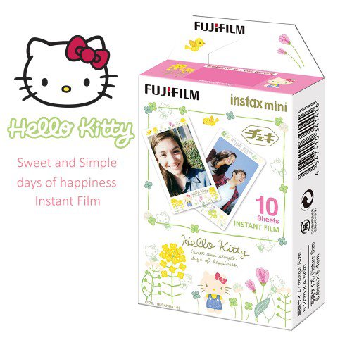 Картридж (кассета) FujiFilm Colorfilm Instax Mini Hello Kitty Natural 10 фото для Instax Mini 9/8/7S/25/50S/70/90/Hello Kitty  Праздничная серия Hello Kitty c рисунком на рамке вокруг фото • Набор на 10 кадров • размер фотографии: 86 x 54 мм • Для Fujifilm Instax серии Mini и Polaroid Pic 300