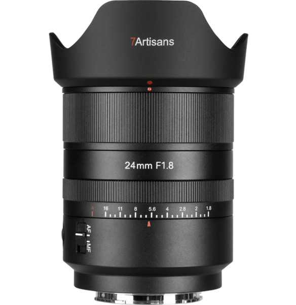 Объектив 7Artisans 24mm F1.8 AF E-Mount  Байонет объектива E-mount (Sony) • Покрытие матрицы Fullframe • Фокусное расстояние 24 мм • Фокусировка автоматическая • Максимальная диафрагма f1.8 • Минимальная диафрагма f16 • Угол зрения диагональ 83° • STM мотор