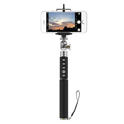 Селфи-монопод ROCK Smart Selfie Shutter &amp; Stick Grey с пристяжным пультом Bluetooth  Длина от 21 до 90 см • Подключение с помощью многофункционального smart-пульта Bluetooth