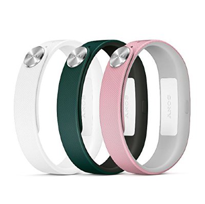 Комплект из 3х ремешков для фитнес-браслета Sony SmartBand SWR10 - Dark Green, Light Pink, White (размер L)