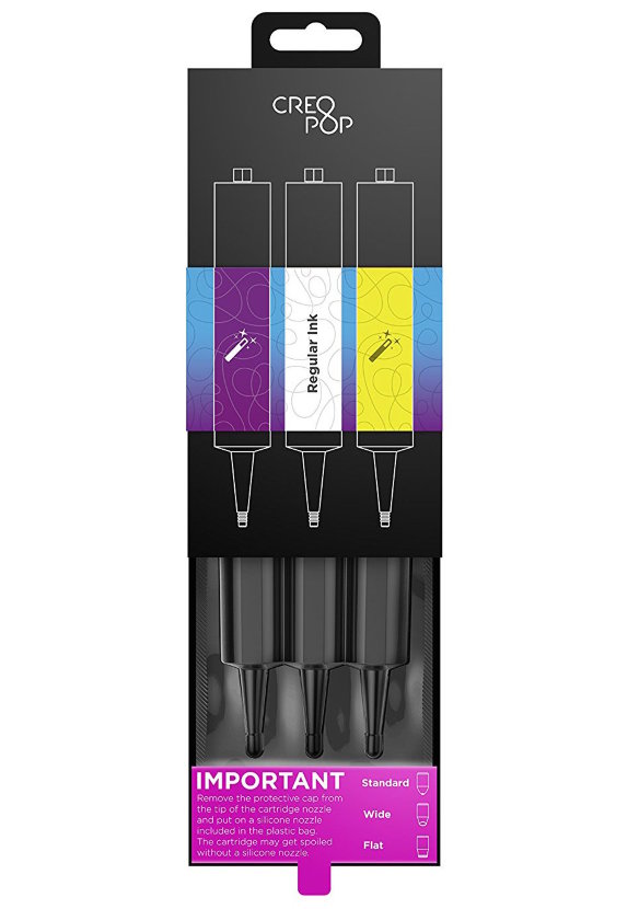 Картридж (фотополимер) для 3D ручки CreoPop №3 Regular (фиолетовый, белый, желтый)  Набор из трех оригинальных картриджей-фотополимеров для 3D ручки CreoPop 3D • Цвета в комплекте — Фиолетовый, белый, желтый