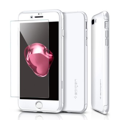 Клип-кейс Spigen для iPhone 8/7 Plus Thin Fit 360 White 043CS21100  Супер-тонкий чехол с защитным стеклом в комплекте