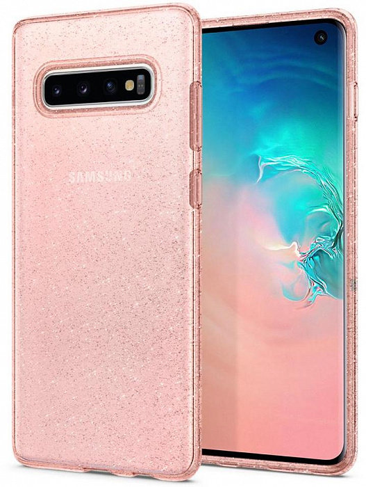 Чехол Spigen Liquid Crystal Glitter Rose Quartz (605CS25798) для Samsung Galaxy S10  Блестки на задней панели • Простая установка • Яркий дизайн • Полупрозрачный ультратонкий форм-фактор