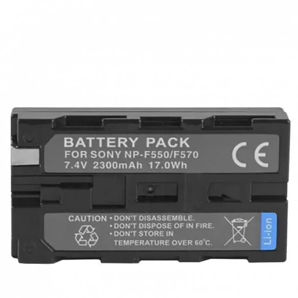 Аккумулятор Ruibo NP-F550/F570 17 Втч  Тип батареи Li-ion • Напряжение 7.4 В • Корпус из жаростойкого АБС пластика • Ёмкость аккумулятора: 2300 мАч