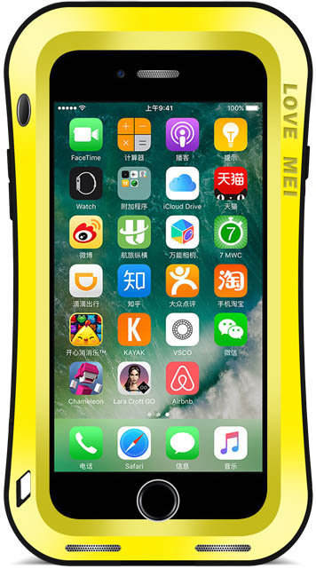 Противоударный чехол Love Mei Powerful Small Waist upgrade version Yellow для iPhone 8/7  Противоударный чехол с защитой от влаги и пыли