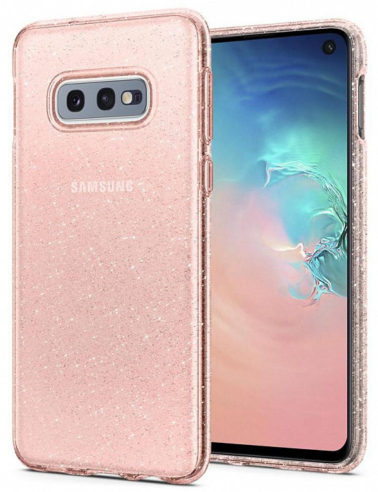 Чехол Spigen Liquid Crystal Glitter Rose Quartz (609CS25835) для Samsung Galaxy S10e   Блестки на задней панели • Простая установка • Яркий дизайн • Полупрозрачный ультратонкий форм-фактор