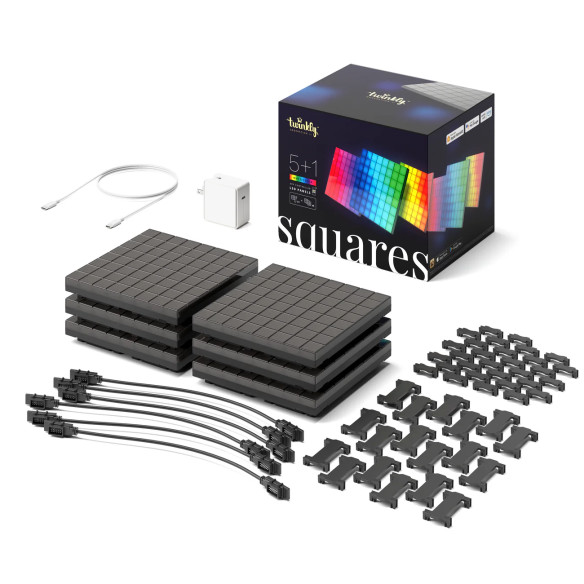 Панели со светодиодной подсветкой Twinkly Squares RGB 6 штук 16x16см (TWQ064STW-07-BEU)  Световые панели Twinkly. 