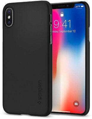 Чехол Spigen для iPhone X/XS Case Thin Fit Matte Black 057CS22108  Ультратонкий чехол с матовой поверхностью