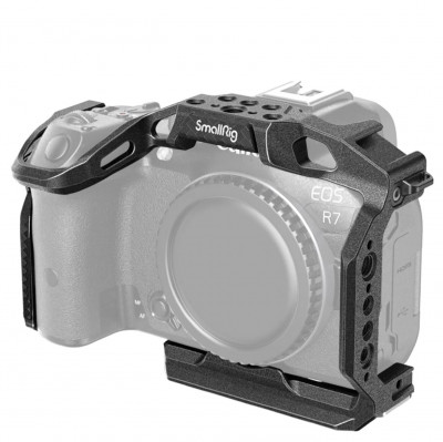 Клетка SmallRig 4003 “Black Mamba” для Canon EOS R7   • Материал:	алюминий • Крепление "мама":	1/4", ARRI 3/8", Cold Shoe • Крепление "папа":	NATO Rail