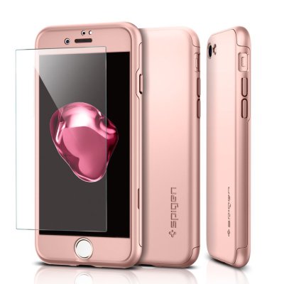 Клип-кейс Spigen для iPhone 8/7 Thin Fit 360 Rose Gold 042CS21099  Супер-тонкий чехол с защитным стеклом в комплекте