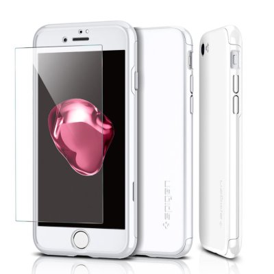 Клип-кейс Spigen для iPhone 8/7 Thin Fit 360 White 042CS21097  Супер-тонкий чехол с защитным стеклом в комплекте