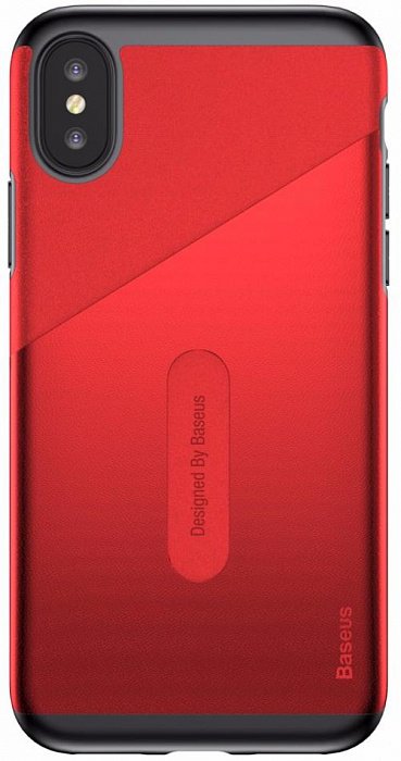 Чехол Baseus Card Pocket Case Red для iPhone X/XS  Удобство использования • Износостойкие материалы • Надежная защита • Высокое качество сборки