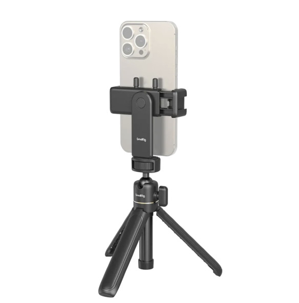 Комплект для съёмки на смартфон SmallRig VK-20 Advanced  Тип штативной головы держатель смартфона • Максимальная высота 386.1 мм • Длина в сложенном положении 180.3 мм • Максимальная нагрузка 1.5 кг • Трансформируется в монопод • Посадочное крепление Cold Shoe