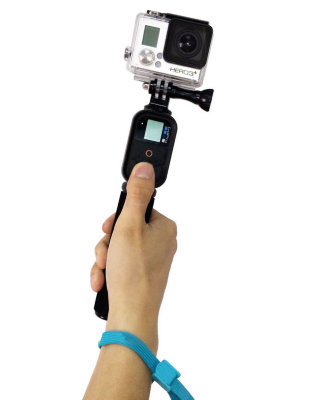 Монопод телескопический для GoPro с креплением для пульта (от 20 до 108 см)  Монопод для GoPro • длина от 20 до 108 cм • отсек для пульта • прямой крепеж на GoPro • легкий и прочный • мягкая удобная рукоятка • для всех камер GoPro