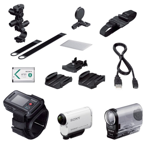 Экшн-камера Sony ActionCam HDR-AS200VB с Wi-Fi и GPS и набором креплений для велосипеда + Пульт ДУ Live-View (RM-LVR2)  Видео Full HD 1080p 60 fps • Матрица 12.8 МП (1/2.3") • Угол обзора 170º • Электронный стабилизатор изображения • Wi-Fi •  NFC • HDMI-выход • Режим Timelapse • Подводный бокс (до 5 метров) • Пульт ДУ Live-View (RM-LVR2) • Комплект велосипедных креплений (на руль и на шлем)