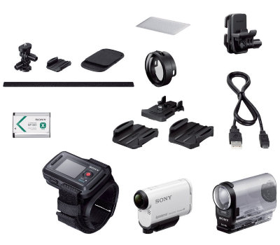 Экшн-камера Sony ActionCam HDR-AS200VT с Wi-Fi и GPS и набором креплений для путешествий + Пульт ДУ Live-View (RM-LVR2)