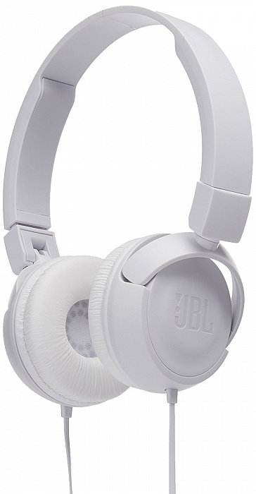 Наушники JBL T450 White  Легковесная конструкция • Встроенный микрофон • Плоский кабель • PureBass