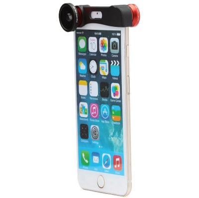 Объектив 3 в 1 Red для iPhone 6  (Fisheye + Macro + Wide)  Объектив для iPhone 6 — три в одном • позволяет снимать сразу в трех плоскостях - фишай, макро и широкоугольный • крепится на корпус iPhone 6