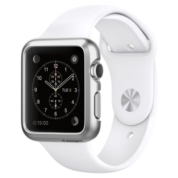 Клип-кейс Spigen для Apple Watch (38mm) Thin Fit, серебристый (SGP11489)  Стильный защитный бампер для Apple Watch.