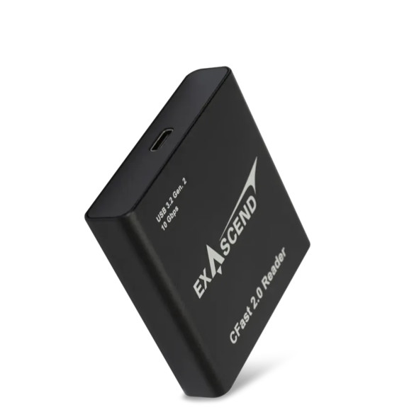 Картридер Exascend CFast 2.0  Подключение USB, Type-C • Поддержка карт памяти CFast 2.0 • Передача данных (макс) 10 Гб/с • Температурный диапазон от -10 до 50°C