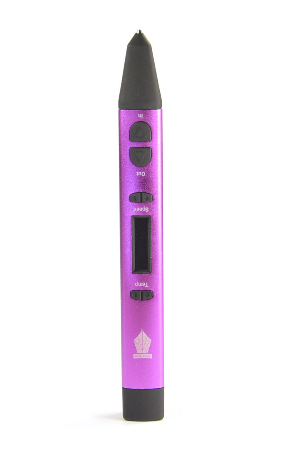 Алюминиевая 3D ручка SPIDER PEN PRO Purple Metallic с OLED-дисплеем и USB-зарядкой  3D-ручка с OLED-дисплеем из облегченного сплава • Работает от USB и от сети • Заправляется ABS, PLA и PRO-пластиком • Регулировка температуры и скорости подачи • Металлический носик • 10 метров пластика в подарок