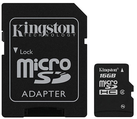 Карта памяти Kingston microSDHC 16 Gb Class 10 + Adapter  Карта памяти Kingston • microSDHC • 16 Гб • Class 10