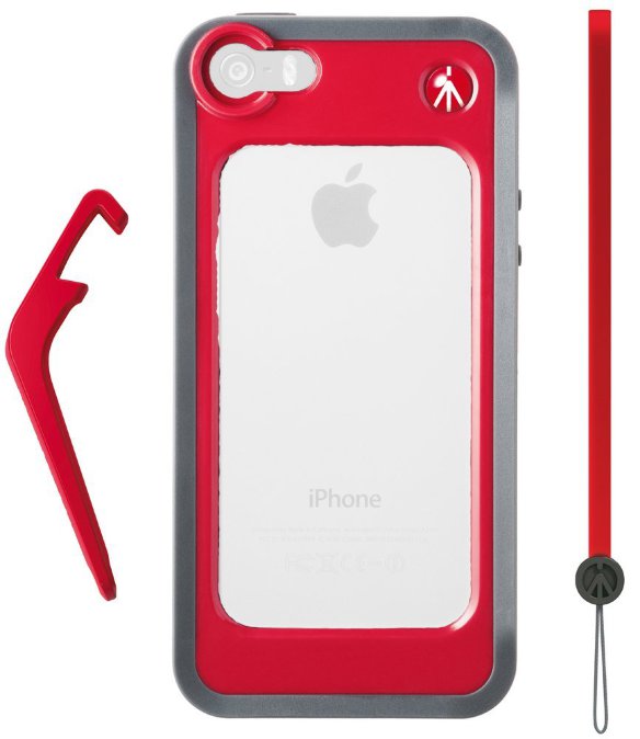 Чехол-бампер с подставкой Manfrotto KLYP+ for iPhone 5 / 5S Red MCKLYP+5S-R  Чехол-бампер с поддержкой сменных объективов и аксессуаров Manfrotto  KLYP+ • Совместим с iPhone: 5 / 5s