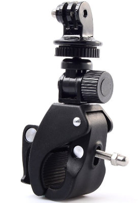 Крепление-зажим для GoPro на руль, велосипед и мотоцикл Handlebar Clamp Mount (диаметр до 3.5 см)  Устанавливается на руль, велосипед или трубы диаметром от 1.5 до 3.5 см • противоскользящая прокладка • подходит для всех камер GoPro