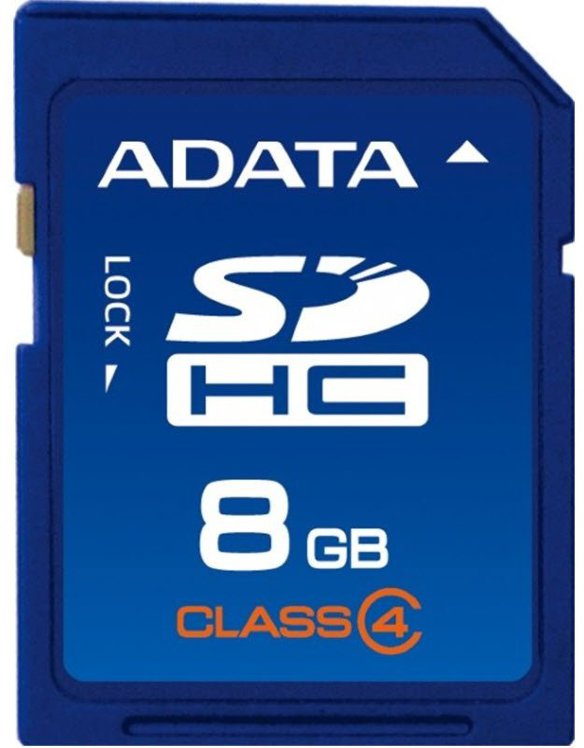 Карта памяти ADATA SDHC 8 Gb Class 4  Карта памяти ADATA • SDHC • 8 Гб • Class 4