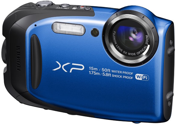 Подводный фотоаппарат Fujifilm FinePix XP80 Blue  Подводный (до 15 м) • ударопрочный (до 1.75 м) • морозостойкий (до -10°C) • пыленепроницаемый • Wi-Fi • 16,4 Мпикс • зум 5х • дисплей 2.7" • видео FullHD 1080i