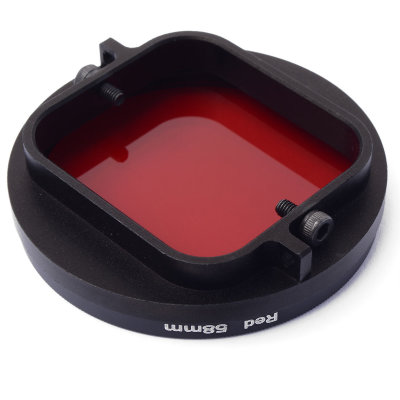 Красный фильтр для ГоуПро HERO3 с адаптером для любых фильтров 58мм  Красный фильтр с рамкой-переходником на 58мм • убирает зеленый тон • придает естественные цвета • для тропической и голубой воды • для боксов GoPro HERO3
