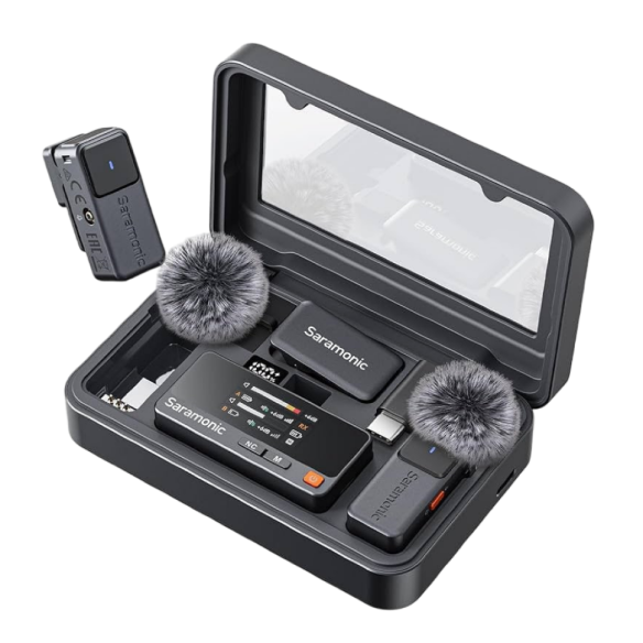 Радиосистема Saramonic Air  Радиосистема Saramonic Air  Подключение mini Jack 3.5 мм TRS, Type-C • Аудиовход для петличного микрофона Air встроенный • Передача сигнала 2.4G • Запись звука моно/стерео • Подключение наушников • Управление через приложение • Фильтр низких частот • Встроенный дисплей • Аккумулятор кейса 1300 мАч • Встроенный аккумулятор