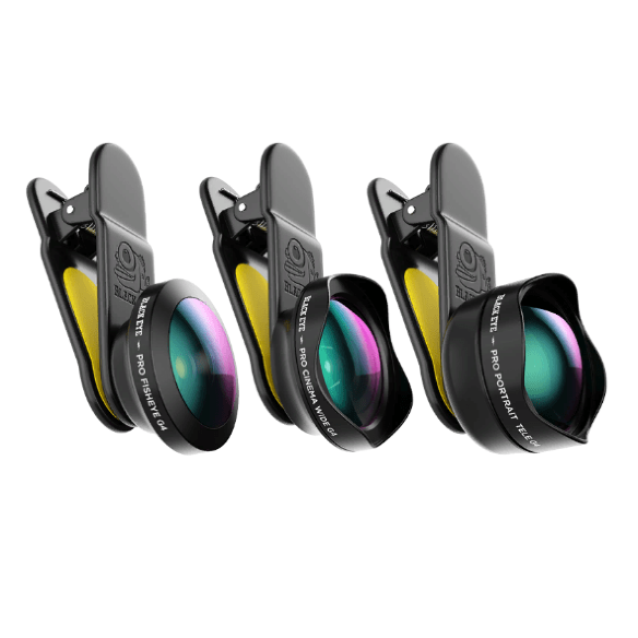 Комплект PRO-объективов Black Eye Pro Kit G4  Широкоугольная линза • Портретная линза • Фишай • Простая установка • Не оставляет следов на корпусе смартфона