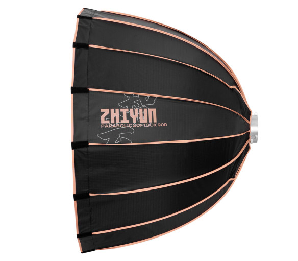 Софтбокс Zhiyun Parabolic 90D параболический 90cm на крепление Bowens (EX1H07)  Материал ткань • Цвет серебристый • Крепление насадок байонет Bowens • Тип модификатора параболический • Размер насадки, см 90x90 • Диаметр, см 90