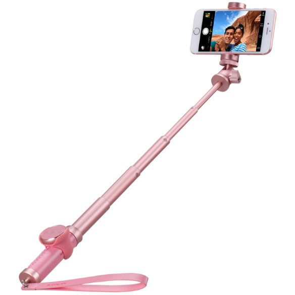Селфи-монопод MOMAX Selfie PRO 90cm KMS4 Rose Gold + мини-штатив  Подарочный набор из качественного монопода для селфи и мини-штатива • Длина монопода 90 см • пристяжная Bluetooth-кнопка • Стильный чехол