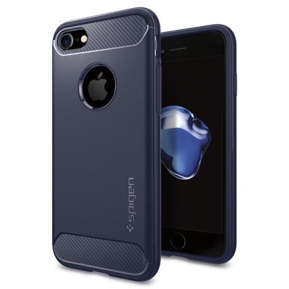 Чехол Spigen для iPhone 8/7 Rugged Armor Midnight Blue 042CS21188  Противоударный чехол с карбоновой отделкой и защитой от падений