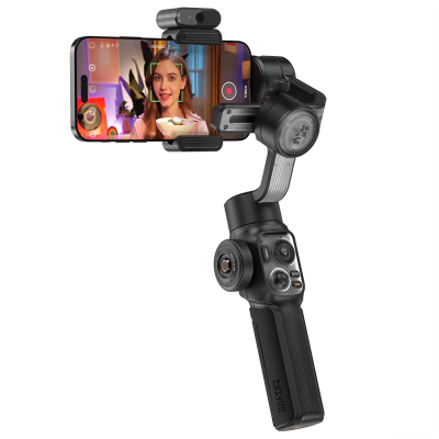 Стабилизатор Zhiyun Smooth 5S AI черный   Нагрузка 150 — 300 г • Ширина захвата 50 — 90 мм • Встроенный аккумулятор • Ёмкость аккумулятора 3000 мАч • Время работы до 7 ч