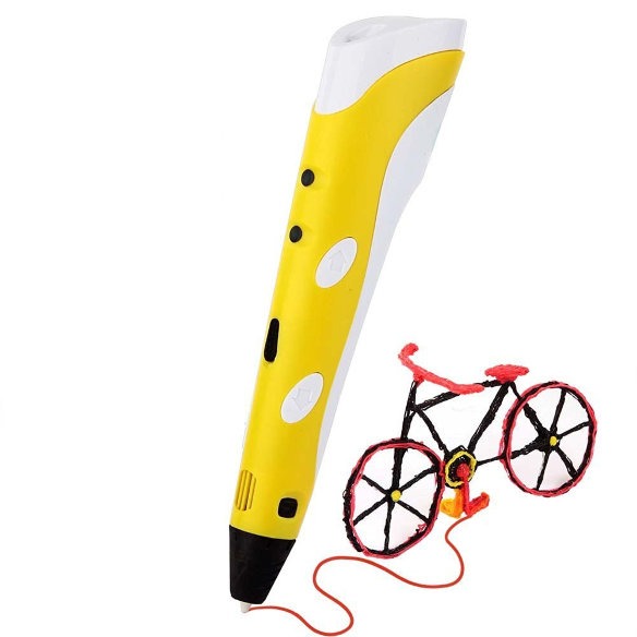 3D ручка SPIDER PEN START Yellow + 40 метров пластика (трафареты в комплекте)  Классическая 3D-ручка от SPIDER PEN • Заправляется ABS-пластиком • Регулировка температуры и скорости подачи • Керамический наконечник • Набор трафаретов • 40 метров ABS-пластика в подарок • Вес 65 г