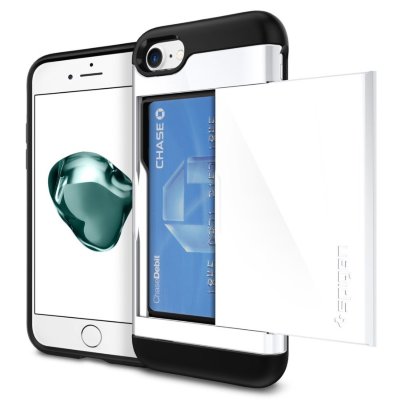 Чехол-визитница Spigen для iPhone 8/7 Slim Armor CS Jet White 042CS21038  Необычный чехол с отсеком для денег, банковских карт или визиток!