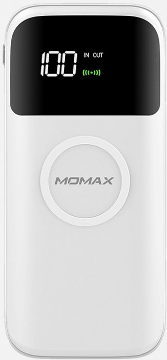 Внешний аккумулятор Momax Q.Power Air 2 10000mAh White  Несколько уровней защиты • Большая емкость • Беспроводная зарядка • Зарядка четырех устройств одновременно • Информативный дисплей