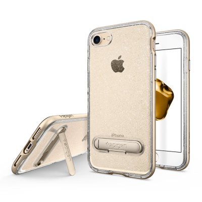 Чехол с подставкой Spigen для iPhone 8/7 Crystal Hybrid Glitter Series Gold Quartz 042CS21212