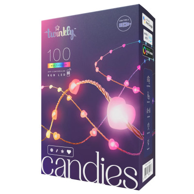 Смарт-гирлянда Twinkly Candies 100 LED / Сердца / Прозрачный провод TWKH100RGB-T